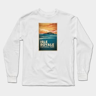 Isle Royale National Park Retro Poster Illustration Long Sleeve T-Shirt